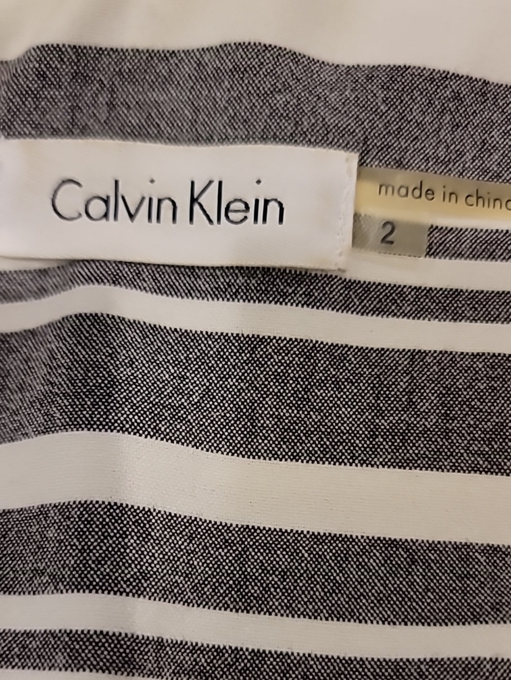 Calvin Klein Gray and White Striped Sleeveless Fit-and-Flare Dress 2 - Picture 13 of 14